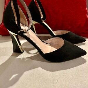 Black and gold dress heels